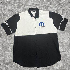 Fast Eddie Racewear MOPAR Shirt Button Up Short Sleeve Racing Size M Barbwire